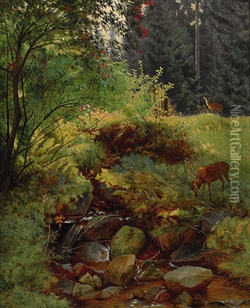 Quelle Im Harz Oil Painting - Josef Kostka