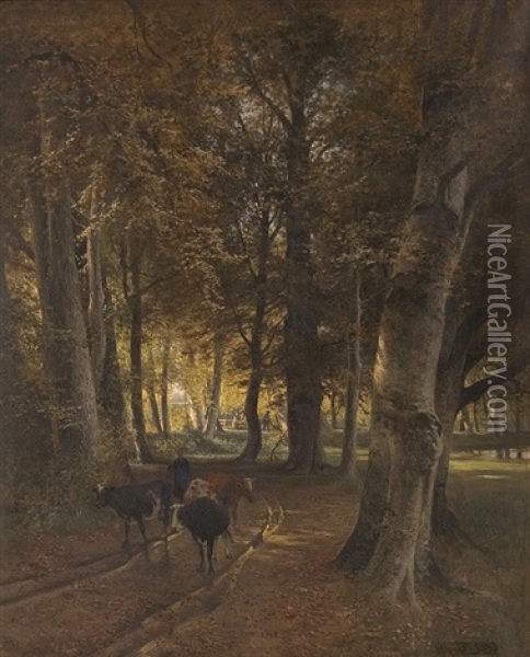 Among The Shades Of The Trees Oil Painting - Heinrich Deiters