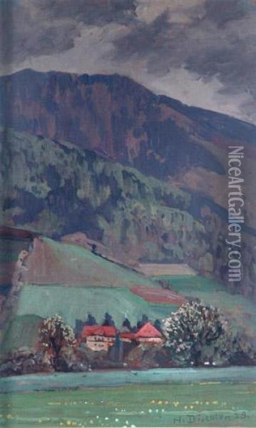 Kurhaus Glotterbad Mit Kandel Oil Painting - Hermann Dischler