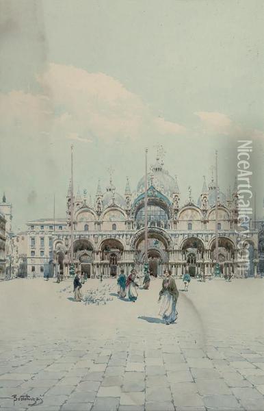 Basilica San Marco, Venice Oil Painting - Camillo, Millo Bortoluzzi