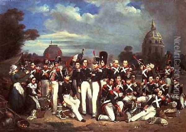 Company of the Second Legion in the Champ de Mars 1836 Oil Painting - Auguste Antoine Masse