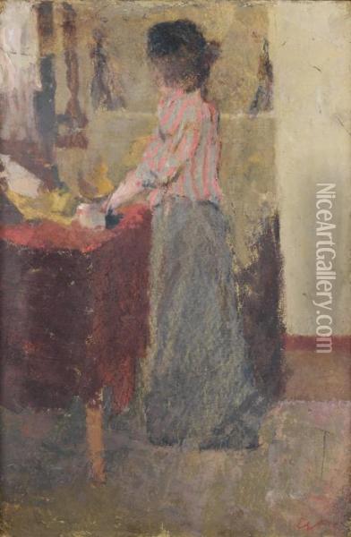 Femme Devant La Coiffeuse Oil Painting - Jean-Edouard Vuillard