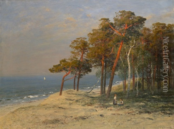 Nachmittag Auf Der Dune - Blick Auf Die Ostseekuste Auf Dem Darss Oil Painting - Julius Wentscher