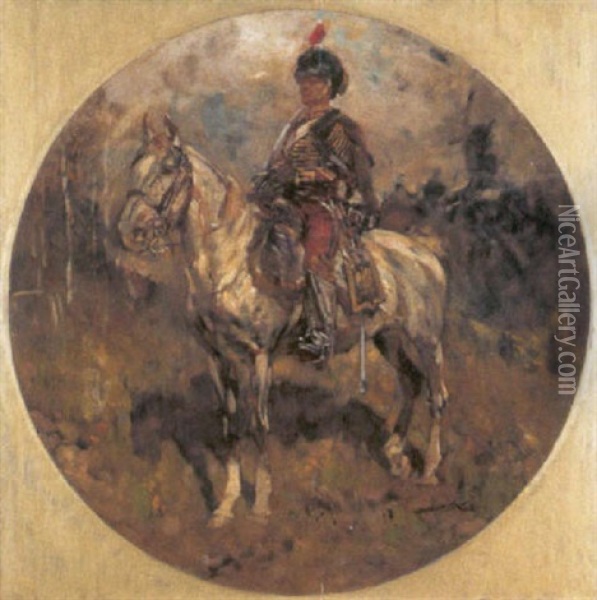 Cavalerist Oil Painting - Hermanus Willem Koekkoek