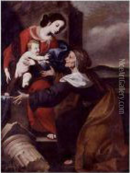 Madonna And Child With Saint Elizabeth Oil Painting - Giuseppe Marullo
