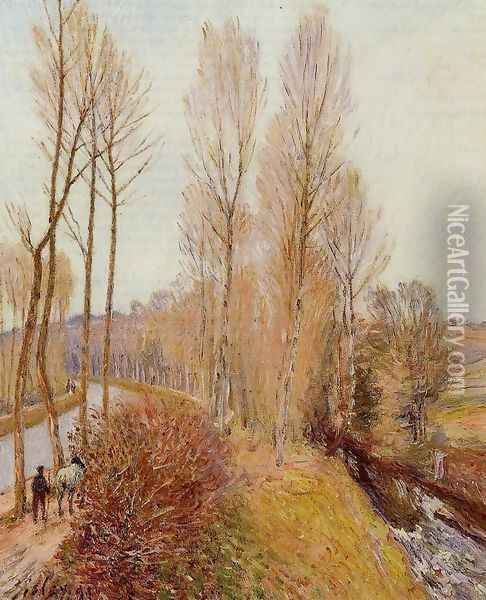 Path along the Loing Canal Oil Painting - Alfred Sisley