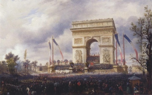 Paris, Place De L'etoile, Fete De La Fraternite Oil Painting - Hippolyte Victor (Valentin) Sebron