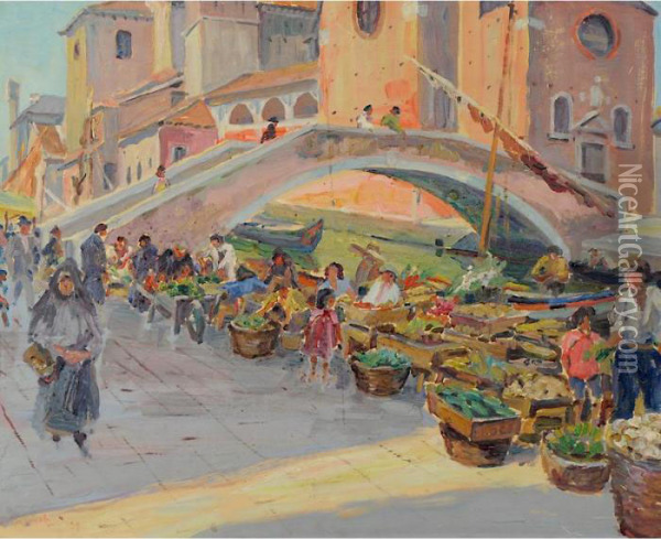 Mercato A Chioggia Oil Painting - Paul Scholz