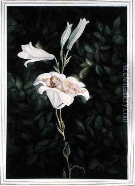 Cradling Lilies Oil Painting - Maria Spilsbury