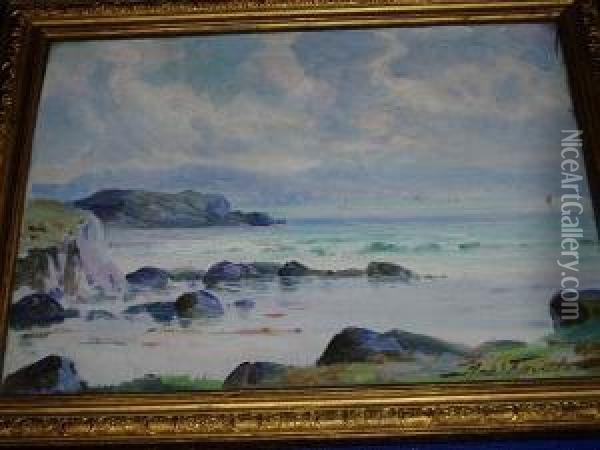 Rocky Seashore Oil Painting - Robert Fowler
