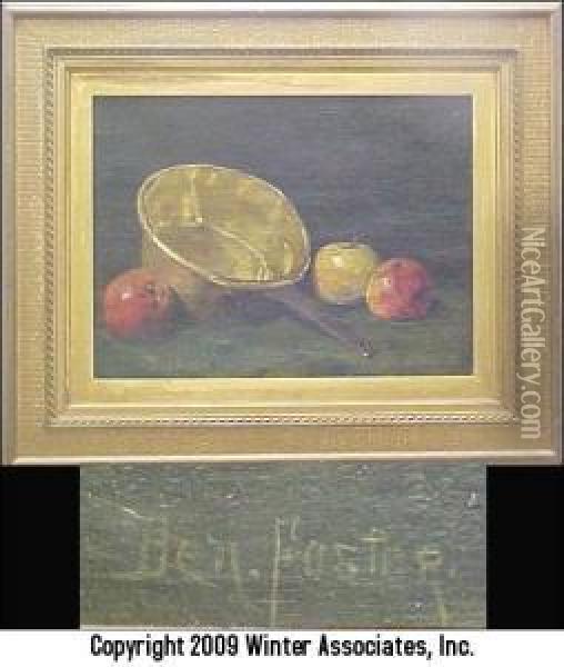 Still Life, Brass Pot And Apples Oil Painting - Ben Foster