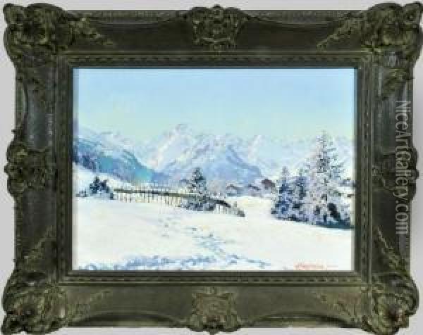 Oberstdorfer Winterlandschaft Oil Painting - Karl Ziegelmeier
