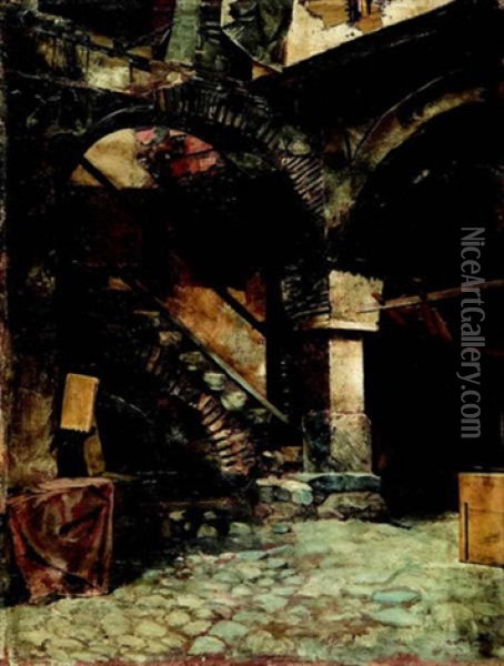 Han Ici Oil Painting - Osman Hamdi Bey