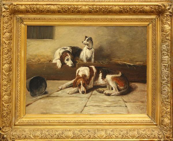 Three Dogs Oil Painting - Lionel Inglis