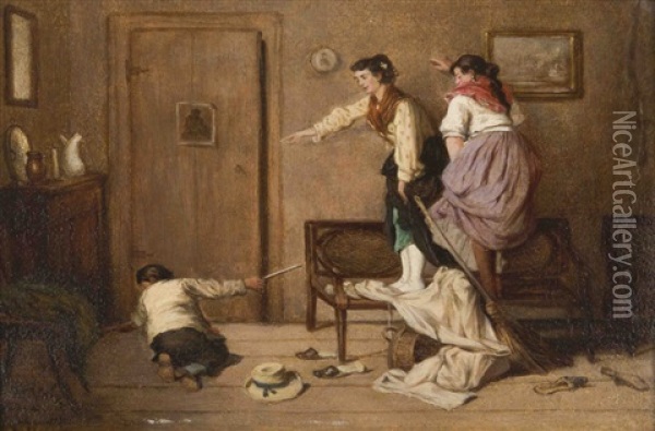 La Chasse A La Souris Oil Painting - Hermann Volz