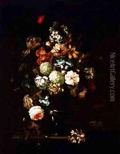 Still life with flowers in a glass vase Oil Painting - Pieter Hardime