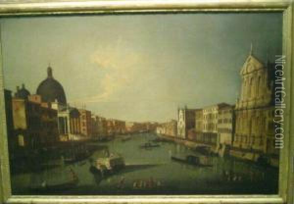 Venetian Canal Scene Oil Painting - Francesco Albotto
