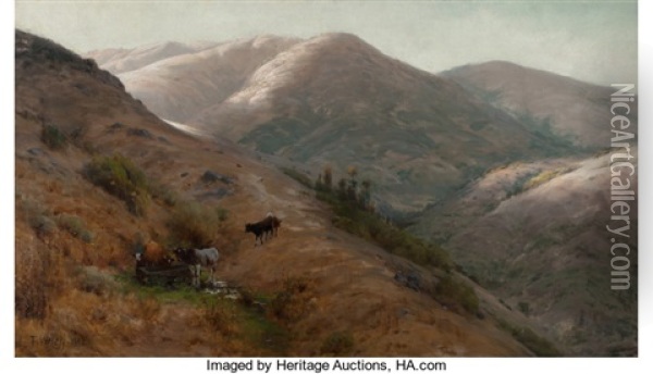 Grazing, Marin County Oil Painting - Thaddeus Welch
