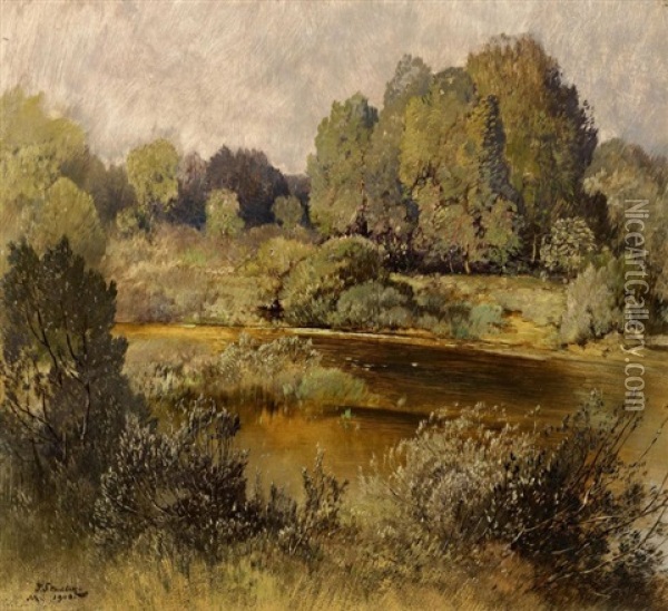 Flusslandschaft (isarauen?) Oil Painting - Toni von Stadler