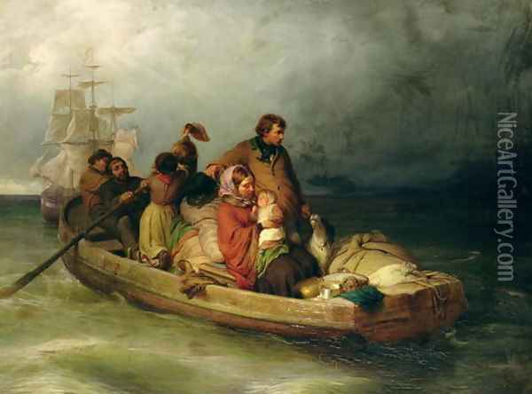 Emigrant passengers on board, 1851 Oil Painting - Felix Schlesinger