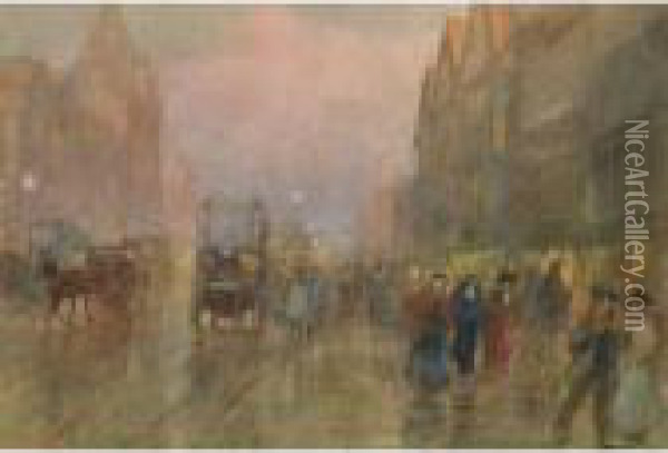 London - The Old And The New Oil Painting - Frederic Marlett Bell-Smith