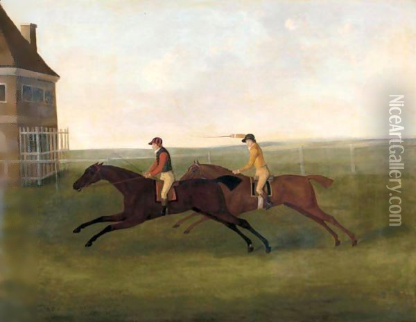 The Prince Of Wales's Traveller Beating Lord Grosvenor's Meteor At Newmarket, 4th May 1790 Oil Painting - John Nost Sartorius