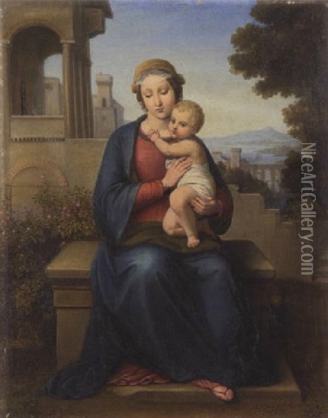 Madonna Mit Kind Oil Painting - Johann Michael Wittmer the Younger