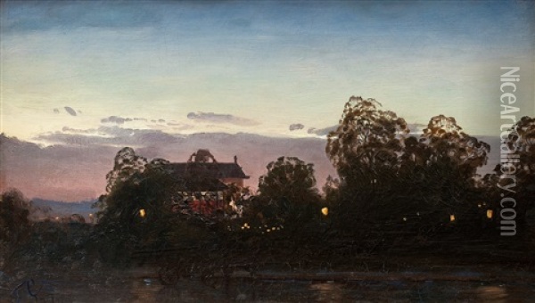 Evening View Oil Painting - Fanny Maria Churberg