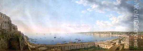 View of the Bay of Naples Oil Painting - Giovanni Battista Lusiere