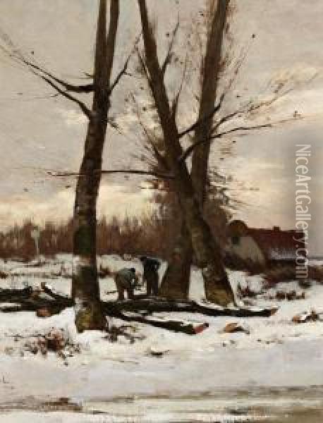 Winternachmittag Bei Oegstgeest Oil Painting - Hendrik Otto Van Thol