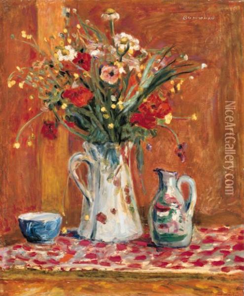 Fleurs Avec Poterie Oil Painting - Pierre Bonnard