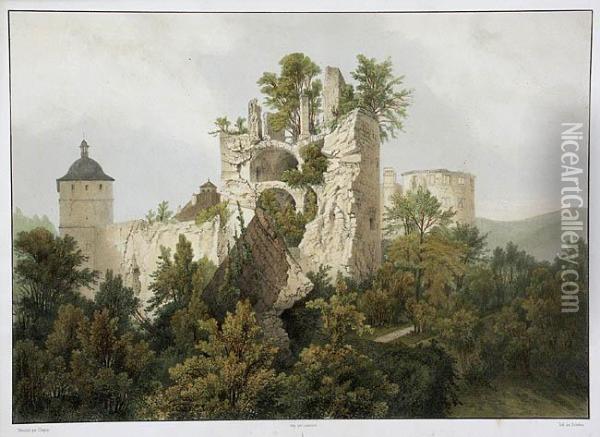 Ruiny Zamku W Heidelbergu Oil Painting - Louis Philippe Al. Bichebois
