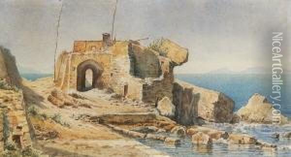 Ruine An Der Kuste Von
 Ischia. Oil Painting - Carl Morgenstern