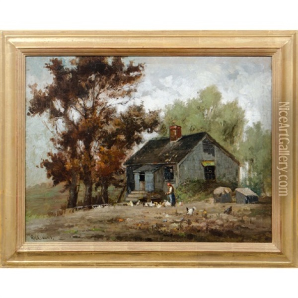 Farm Scene Oil Painting - Wilbur H. Lansil