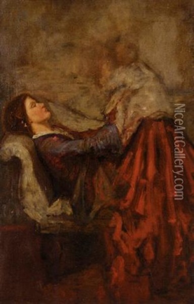 Mother And Child Oil Painting - William (Sir) Rothenstein