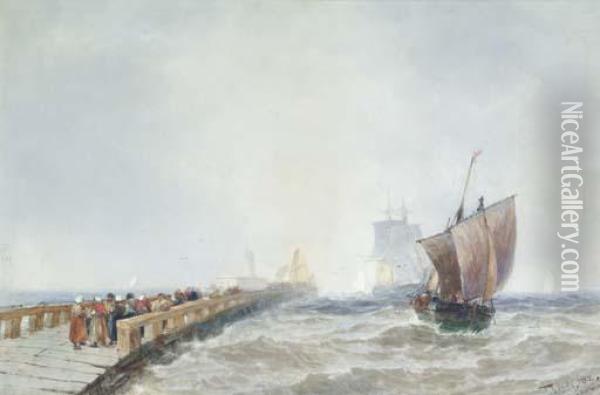 Bretagne Harbour Oil Painting - Thomas Bush Hardy