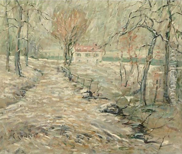 Winter Landscape With House Oil Painting - Ernest Lawson