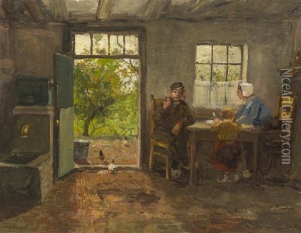 Dutch Interior Lunchtime Oil Painting - Charles Paul Gruppe