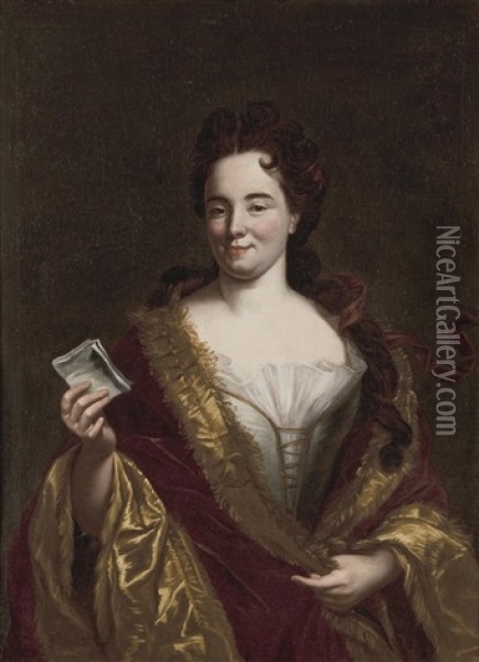 Bildnis Einer Jungen Adeligen Dame Mit Einem Billet Oil Painting - Giovanni Maria Delle Piane