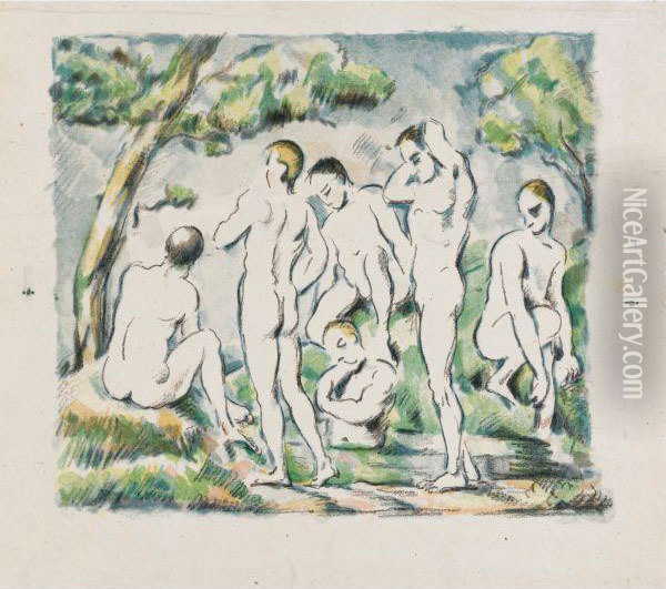Les Baigneurs : Petite Planche Oil Painting - Paul Cezanne