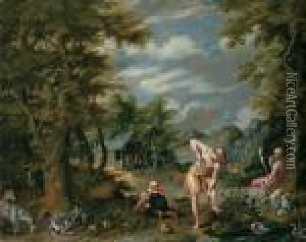 Adam Bei Der Feldarbeit. 
Signiert Unten Links: I. Breughel Fe. Ol Auf Kupfer. H 69,5; B 87,3 Oil Painting - Jan Brueghel the Younger