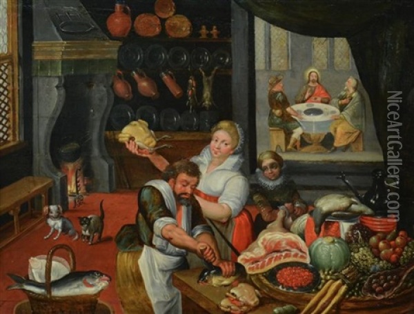 King's Kitchen Oil Painting - Pieter Aertsen