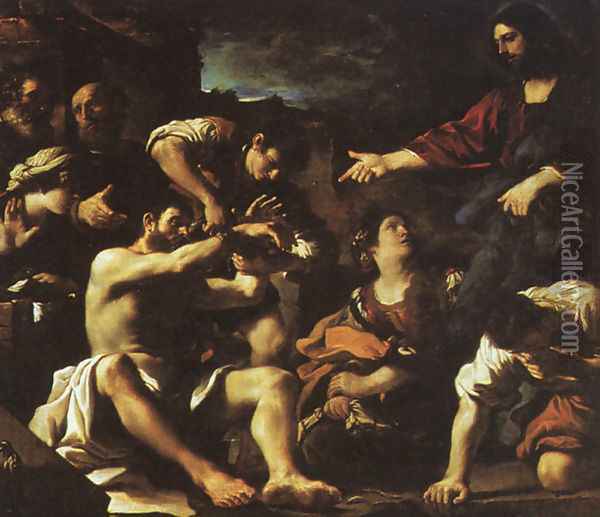 Raising Of Lazarus 1619 Oil Painting - Giovanni Francesco Barbieri