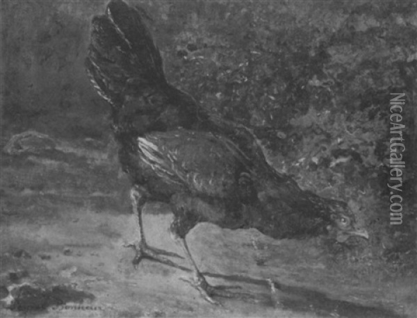 Hen Oil Painting - Juliette Peyrol Bonheur