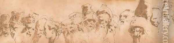 A frieze of heads Oil Painting - Giovanni Battista Tiepolo