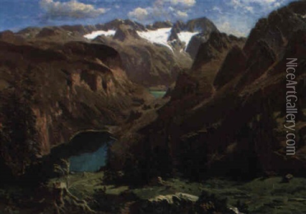 Blick Auf Das Dachsteinmassiv Oil Painting - Jean Francois Xavier Roffiaen