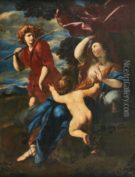 Venus And Adonis With Cupid Oil Painting - Francesco Furini