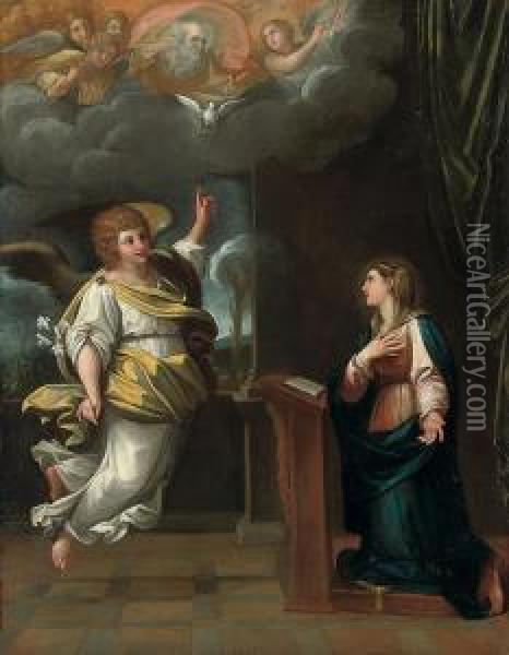 The Annunciation Oil Painting - Francesco Albani