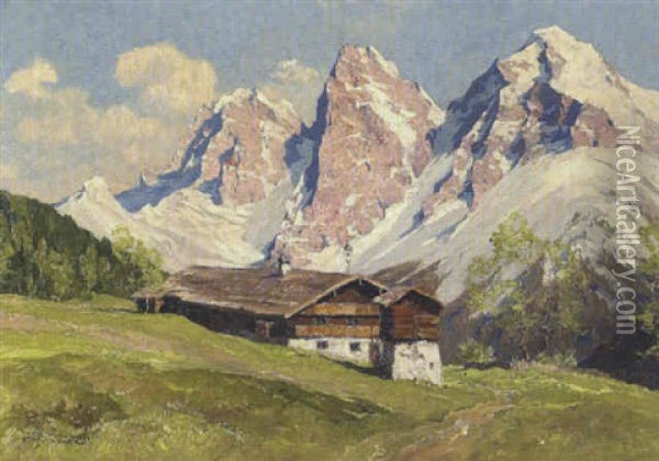 Pfandhof Mit Wildem Kaiser Oil Painting - Hans Maurus