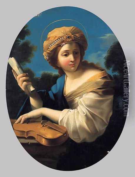 St Cecilia Oil Painting - Giovanni Francesco Romanelli